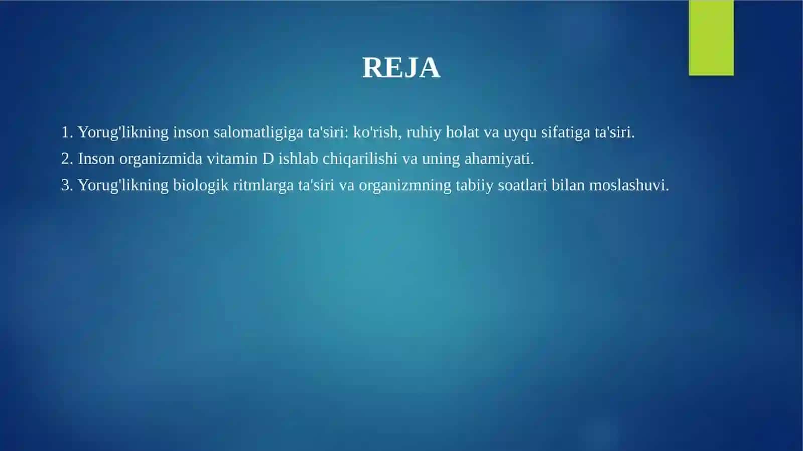 Inson organizmiga yorug'likning ta'siri 2