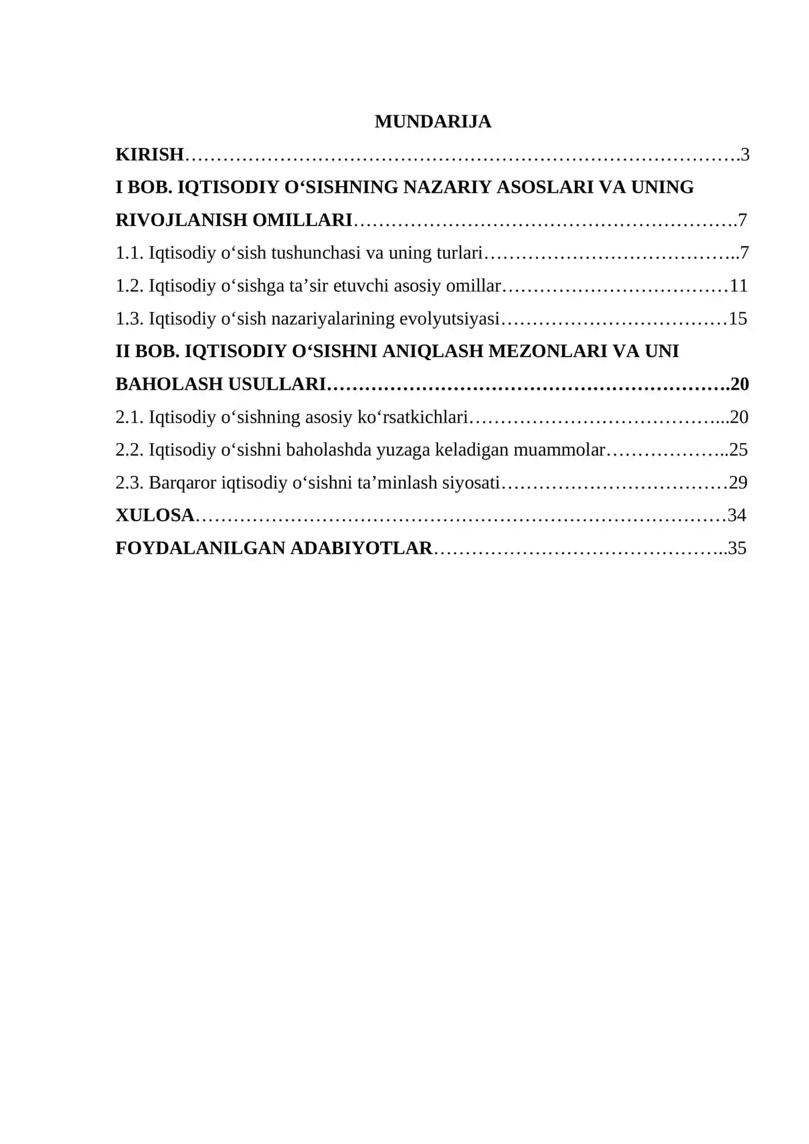 Iqtisodiy oʻsish va uni aniqlash mezonlari 2