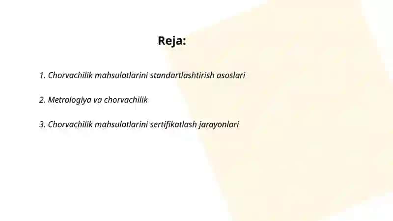 Chorvachilik mahsulotlari standartlashtirish 2
