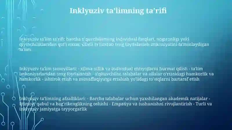 Inklyuziv TaʼLimning Tamoyillari 2