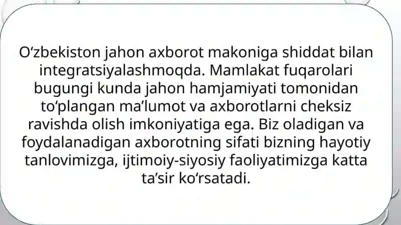 Mediasavodxonlik va axborotmadaniyat 2