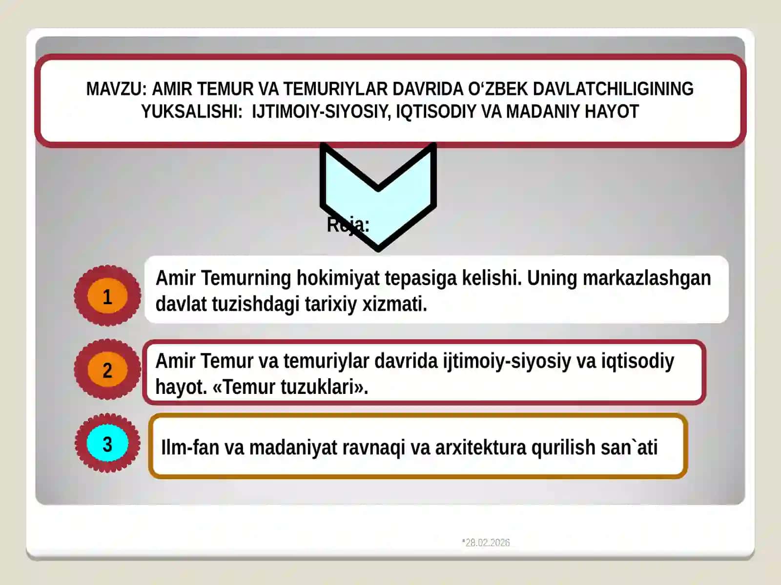 AMIR TEMUR VA TEMURIYLAR DAVRIDA O‘ZBEK DAVLATCHILIGINING YUKSALISHI 2