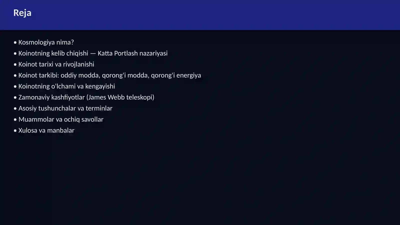 Kosmologiya va Koinot 2