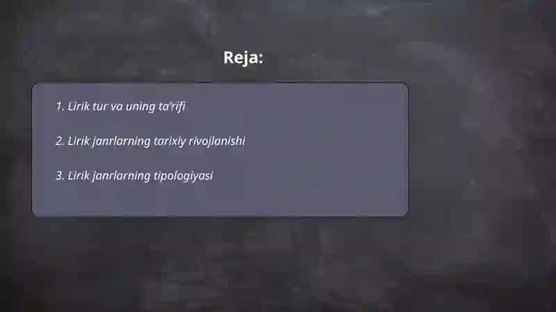 Lirik tur va uning janri 2