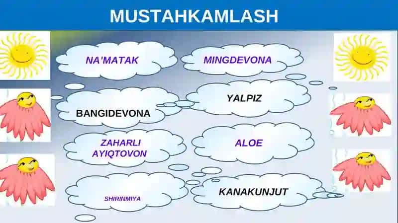 BIOLOGIYA 5-sinf MUSTAHKAMLASH 2