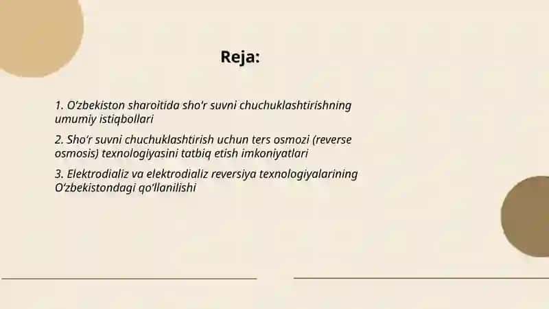 Oʻzbekiston sharoitida shôr suvni chuchuklashtirish 2