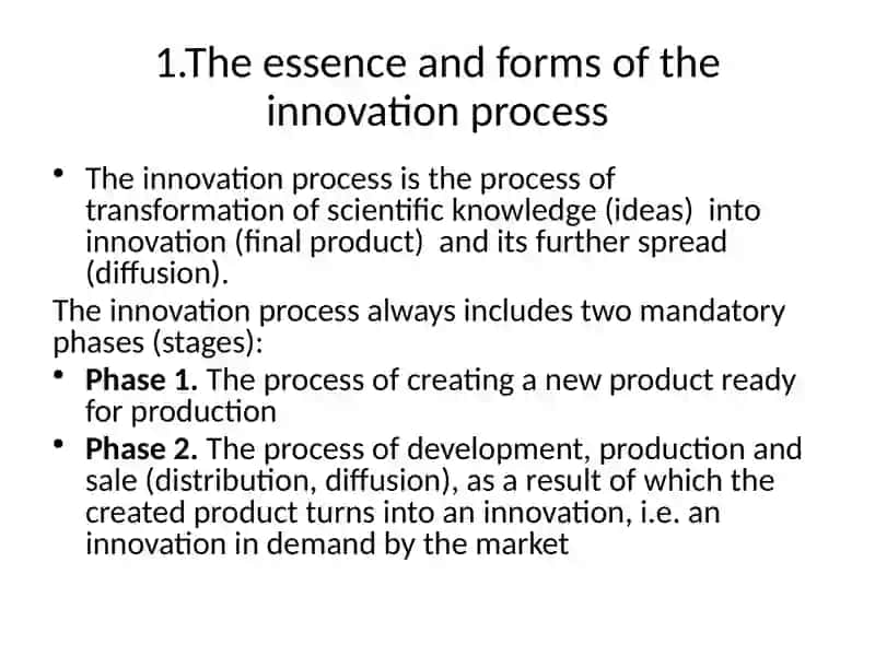 Models of innovation processes 2