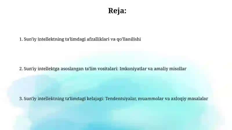 Sun'iy intellektning ta'limdagi o'rni 2