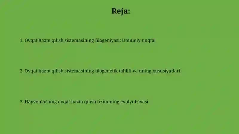 Ovqat hazm qilish sistemasining filogeniyasi 2