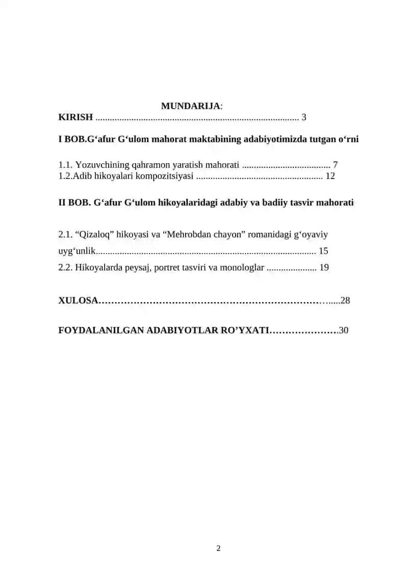 G‘afur G‘ulom qissalari poetikasi 2