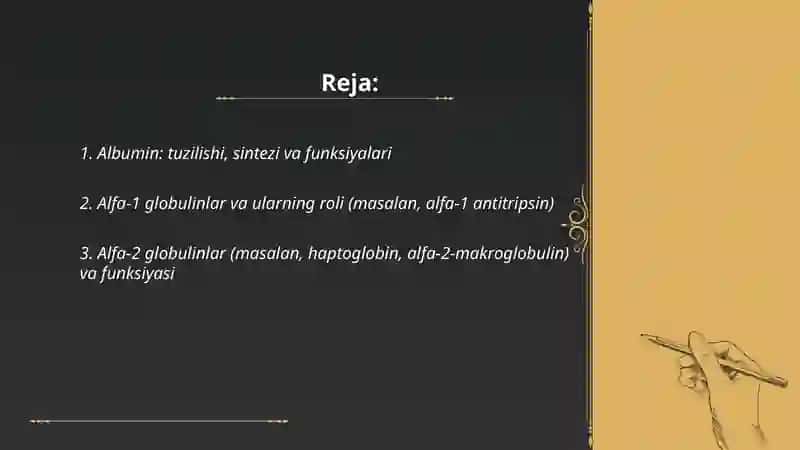 Plazma oqsillari va ularning funksiyasi 2