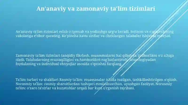TaʼLimni Tashkil Etish Turlari Va Shakllari 2