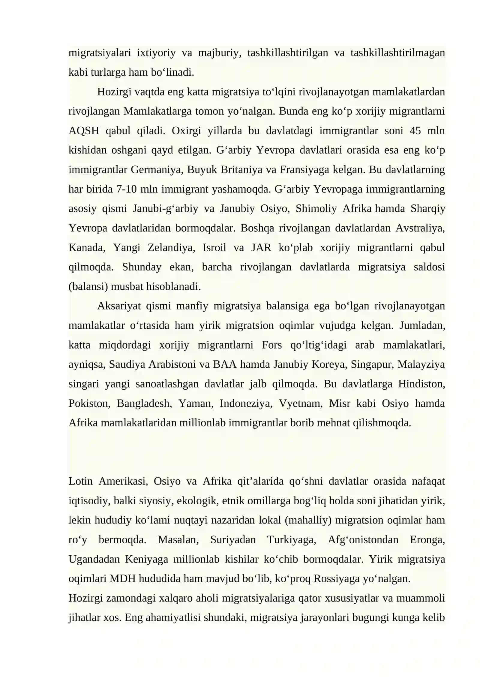 Ekologiya va migratsiyalar 2