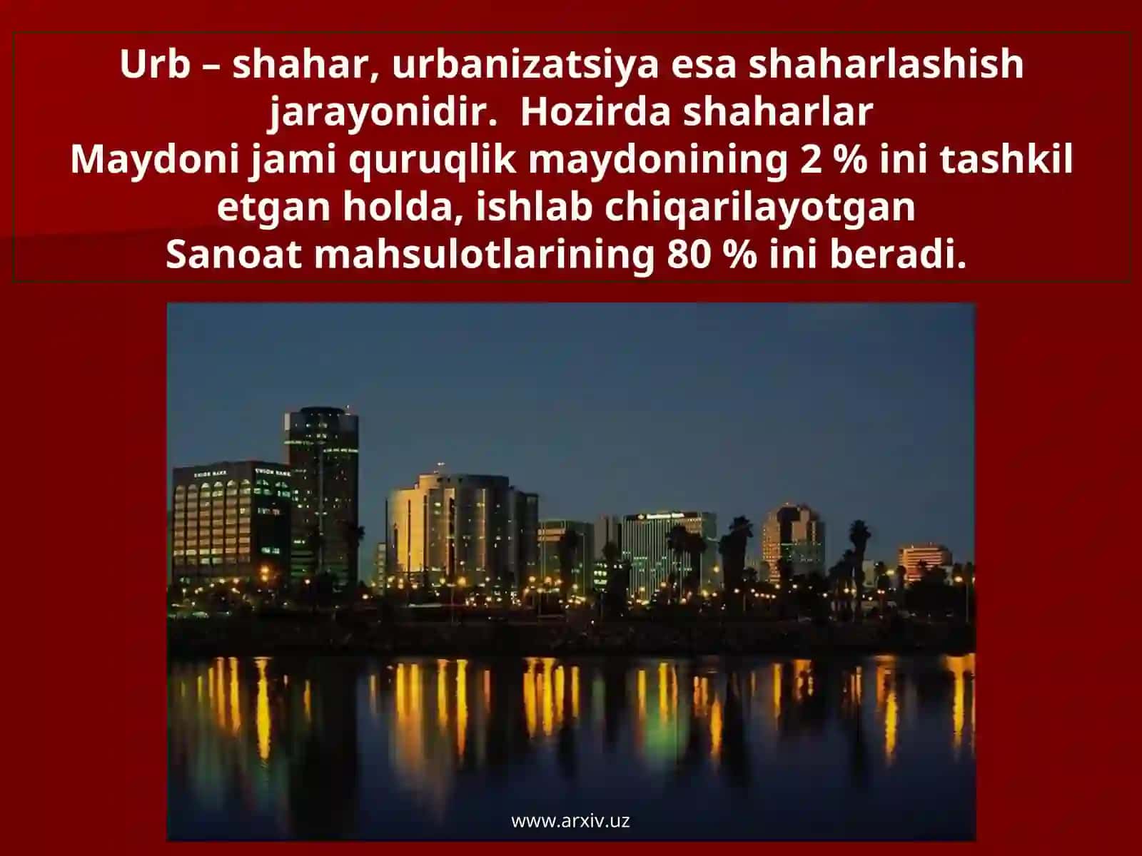 Urbanizatsiya jarayoni 2