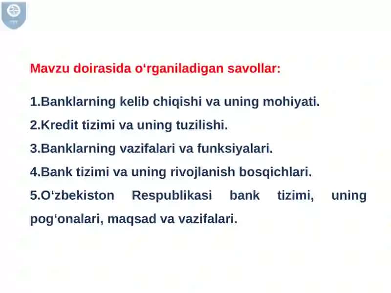 Banklarning kelib chiqishi va bank tizimi. 2