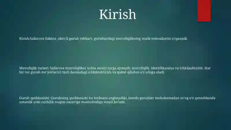 Guruh Bosimi.Konformlik Turlari.Guruhiy Qutblanish 2