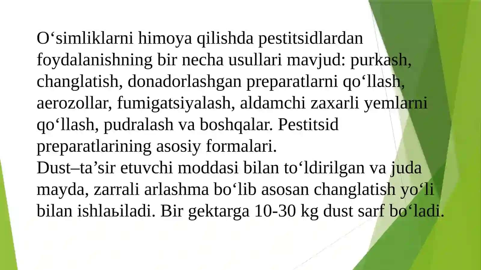 Pestitsidlar to‘g‘risida amaliy mashg‘ulot 2