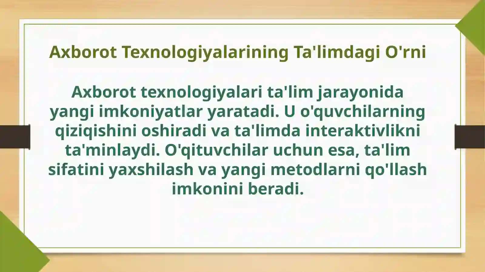 AxborotTexnologiyalariningTa'limdagiO'rni 2