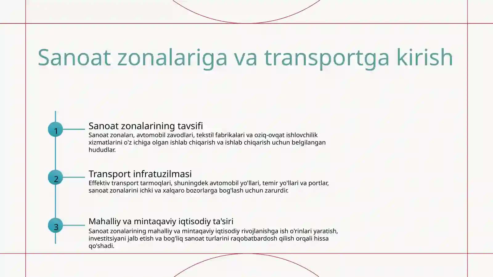 Sanoat rayonlari.Transport va hududiy majmualar 2