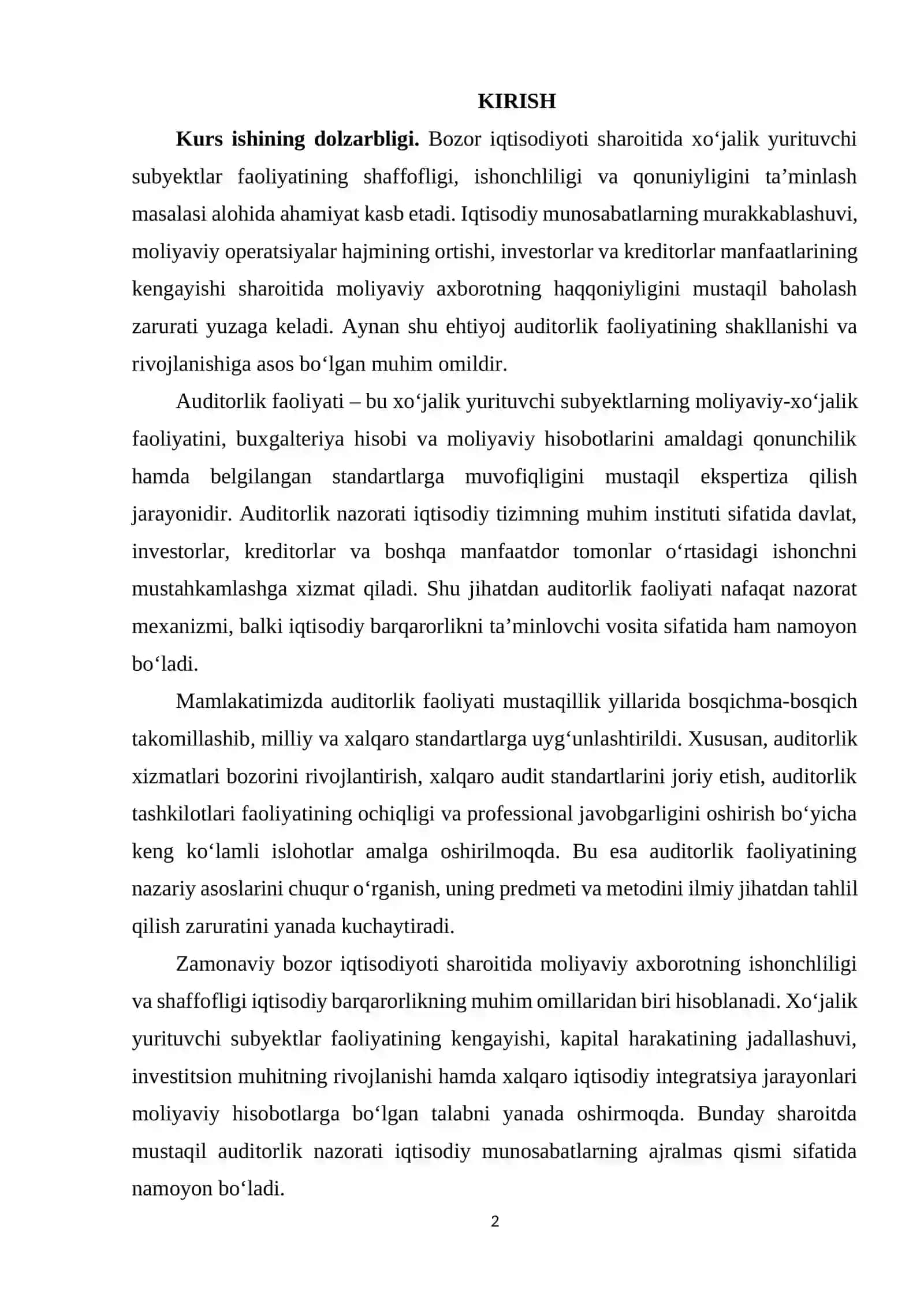 AUDITORLIK FAOLIYATINING PREDMETI VA METODI 2