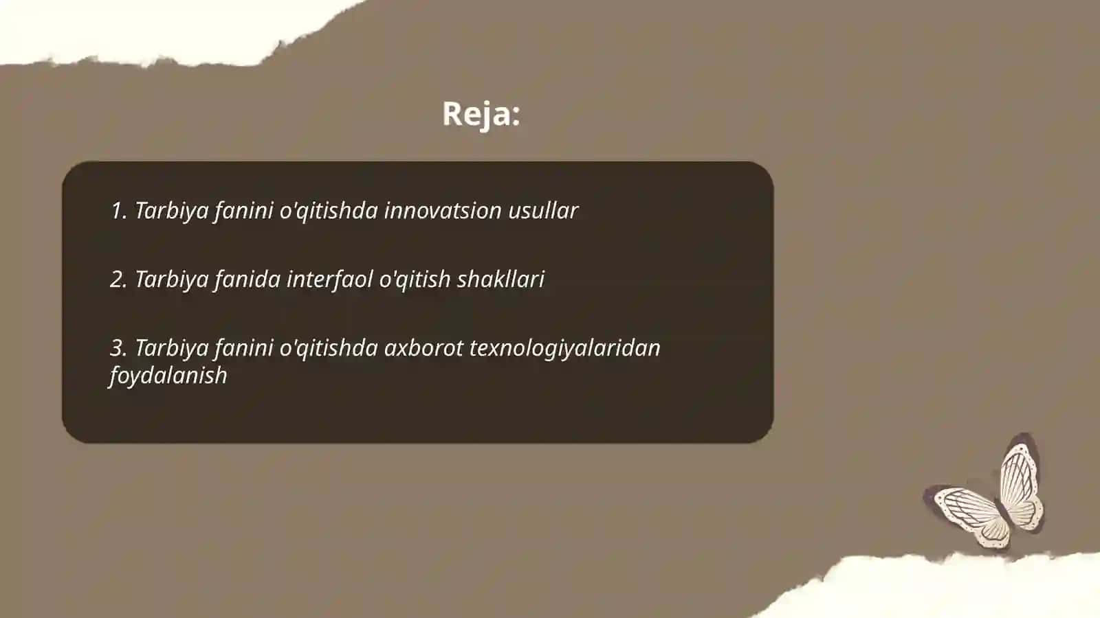 Tarbiya fanini o'qitish shakllari 2