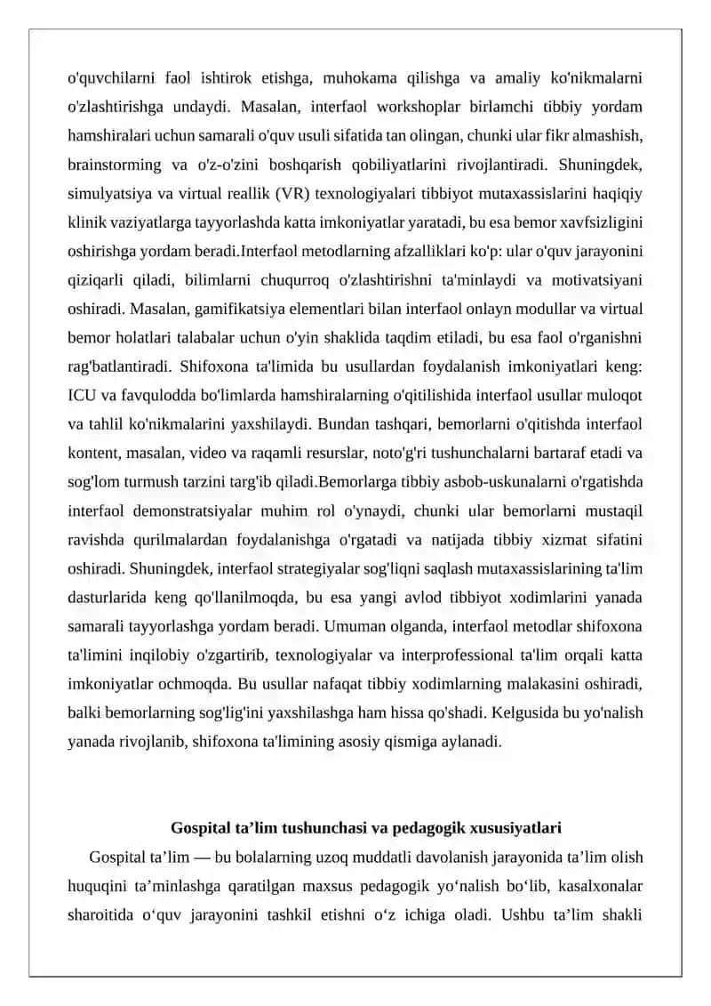 Gospital ta’limda interfaol metodlardan foydalanish imkoniyatlari 2