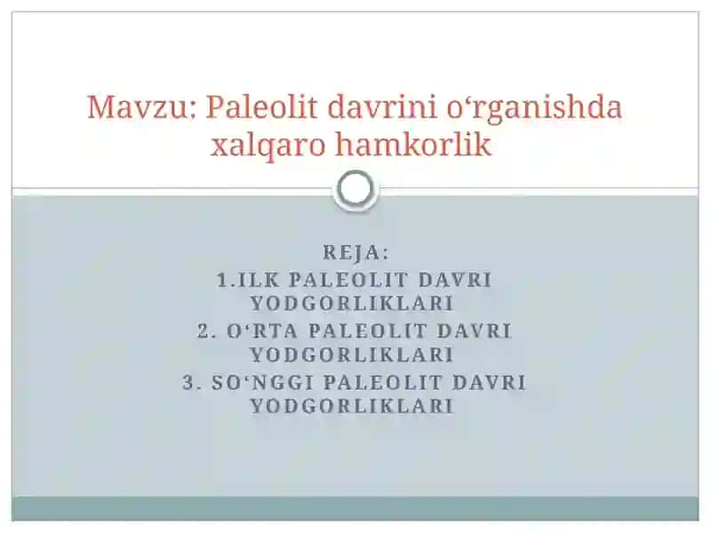 Oʻzbekiston paleolit davri arxeologiyasi 2
