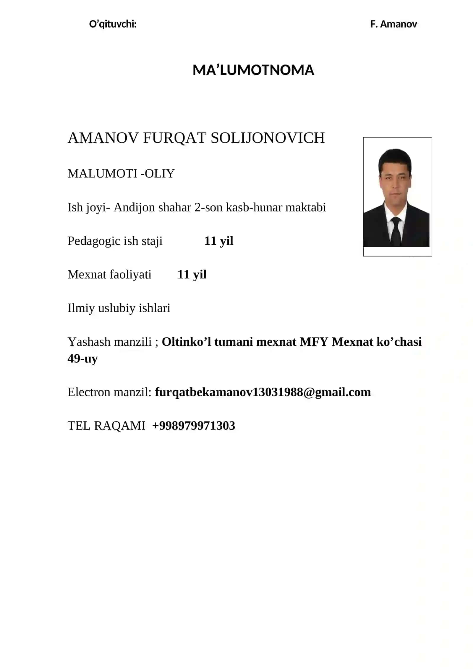 AXBORATLARNI QAYTA ISHLASH USTASI 2