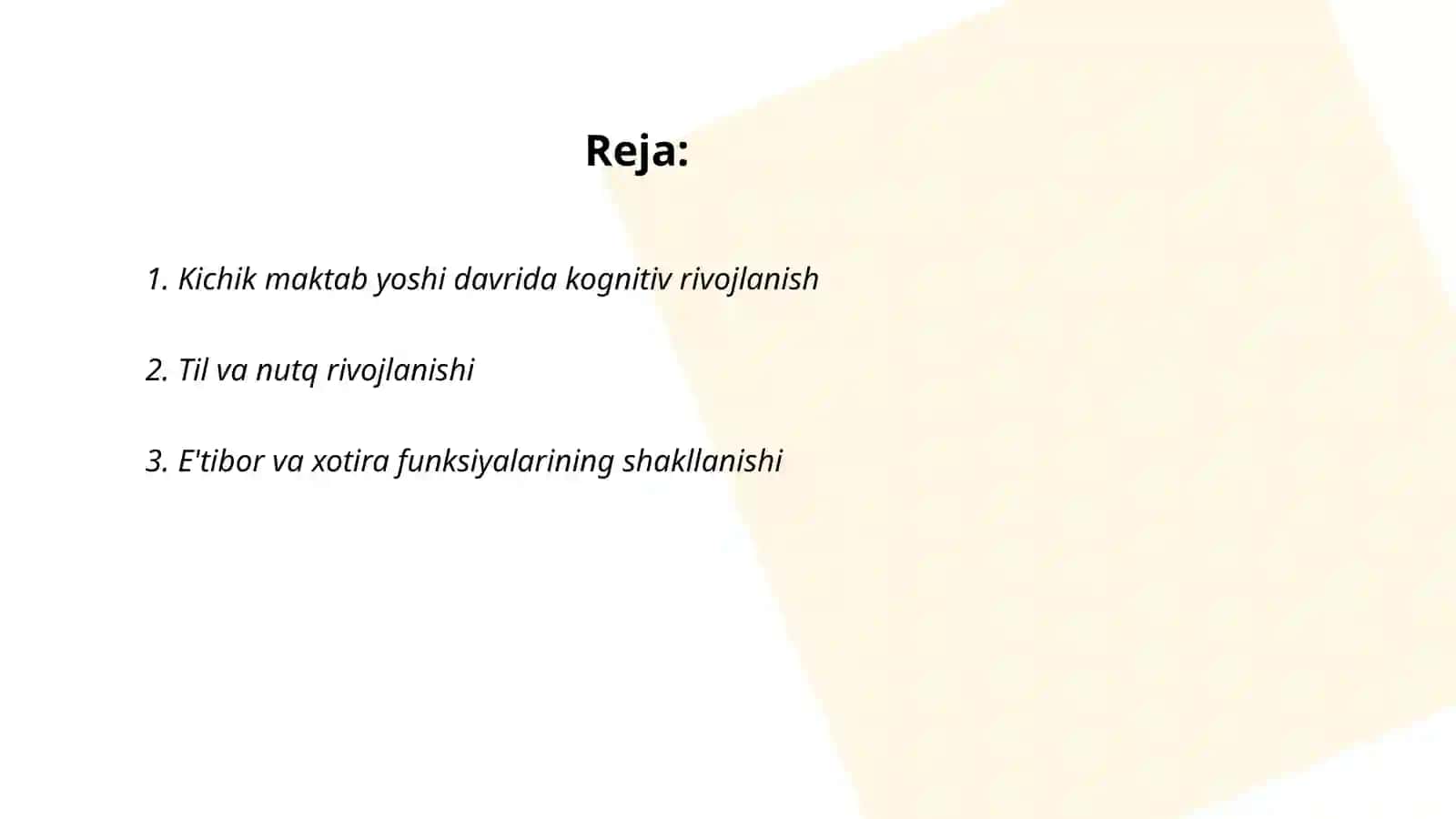 Kichik maktab yoshi davrida psixik rivojlanish 2