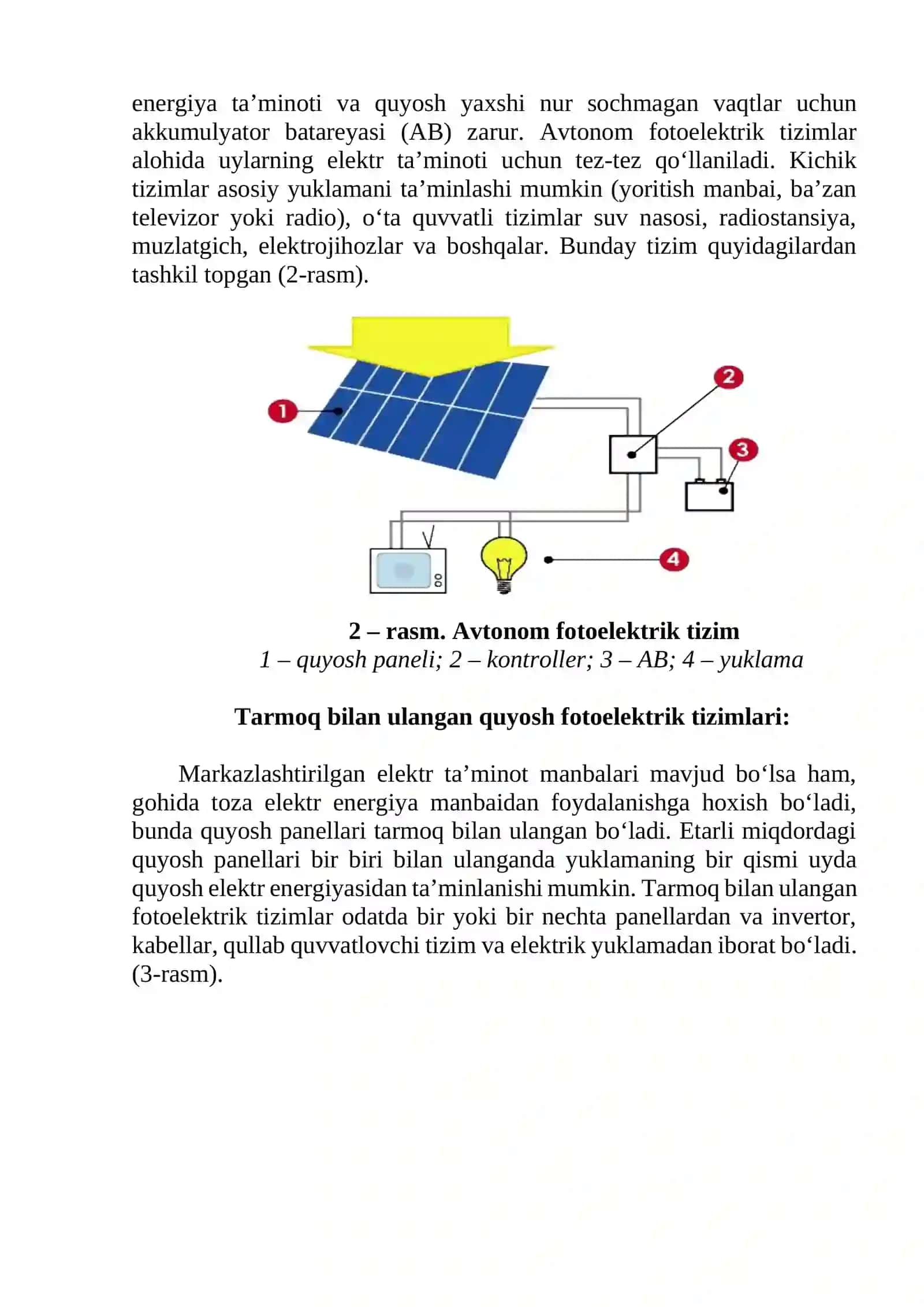 Quyosh fotoelektrik stantsiyalarning sinflanishi 2