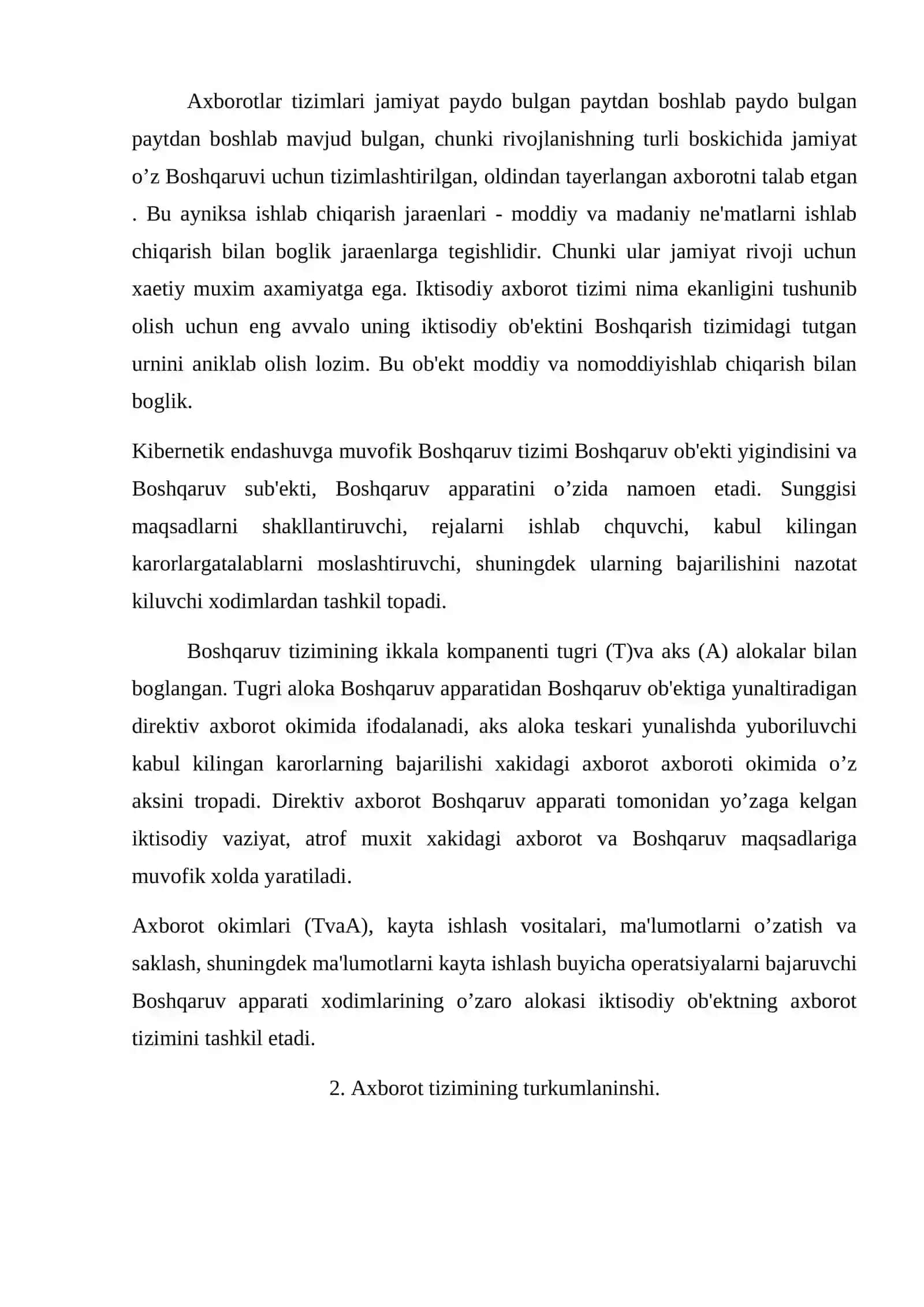 Axborot tizimlari va ularning funktsiyalari 2