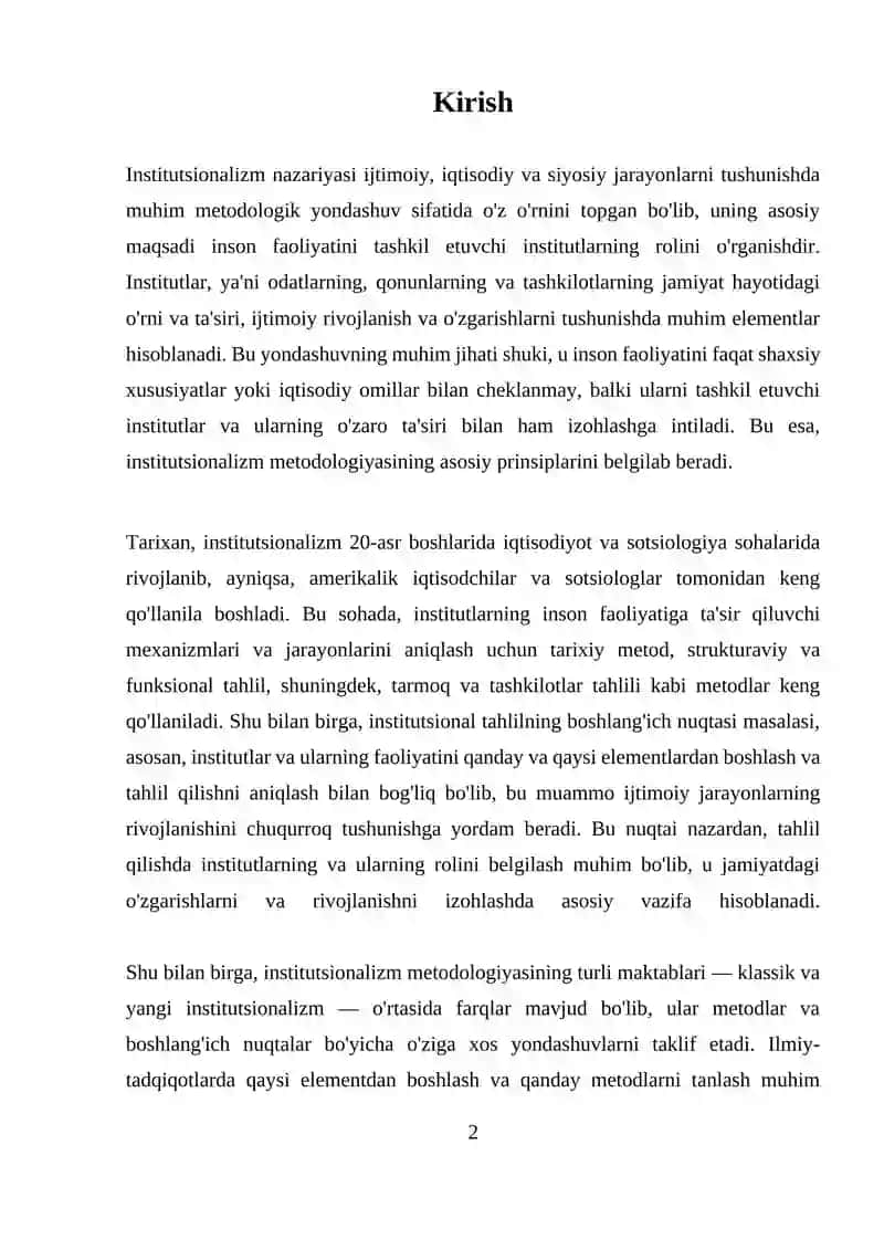 Institutsionalizm metodologiyasi 2