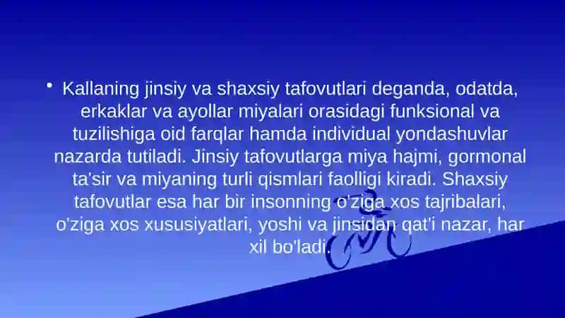 KALLANING JINSIY VA SHAXSIY TAFOVUTLARI 2