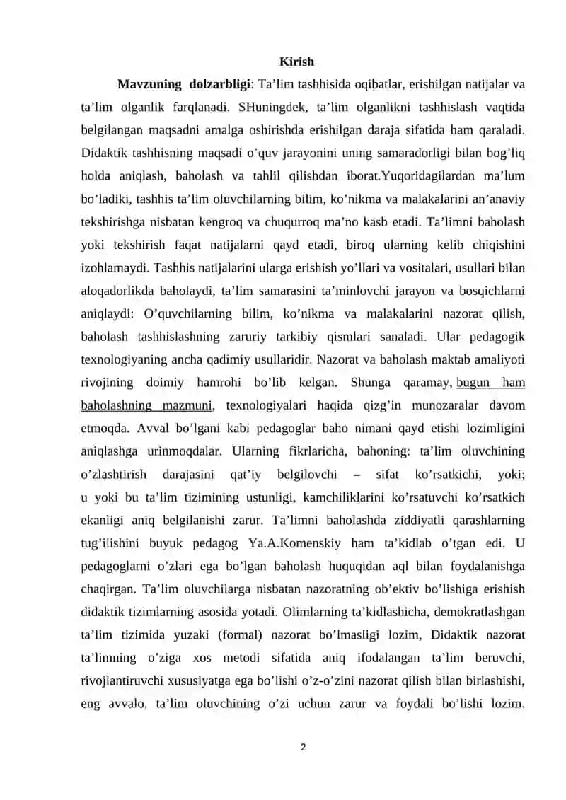 Ta’lim metodlari va nazorat turlari 2