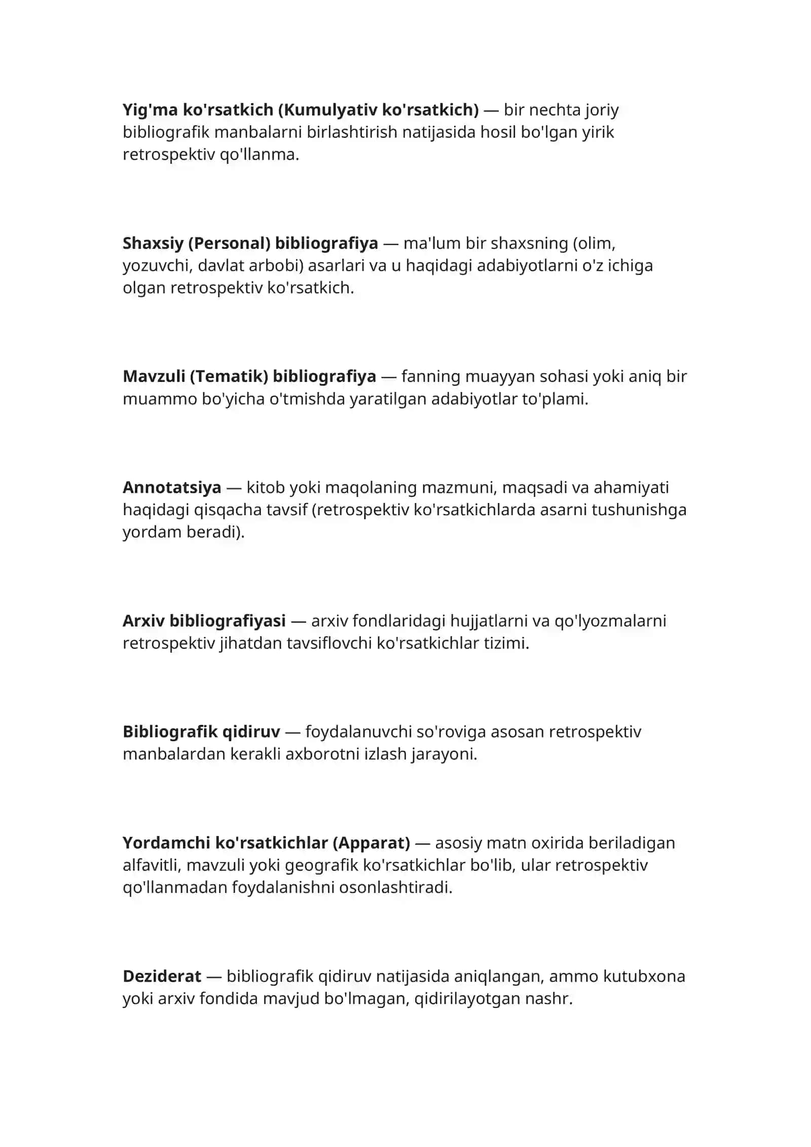 Retrospektiv Bibliografiya Glossariysi 2