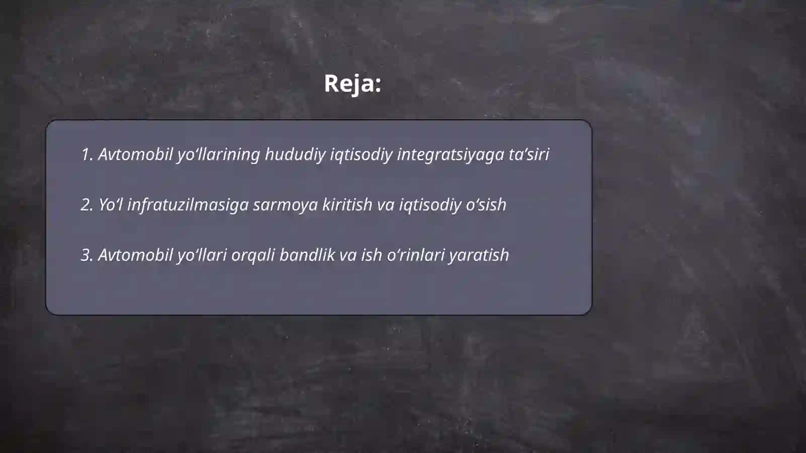 Avtomobil yoʻllarining ijtimoiy iqtisodiy ahamiyatini oʻrganish 2