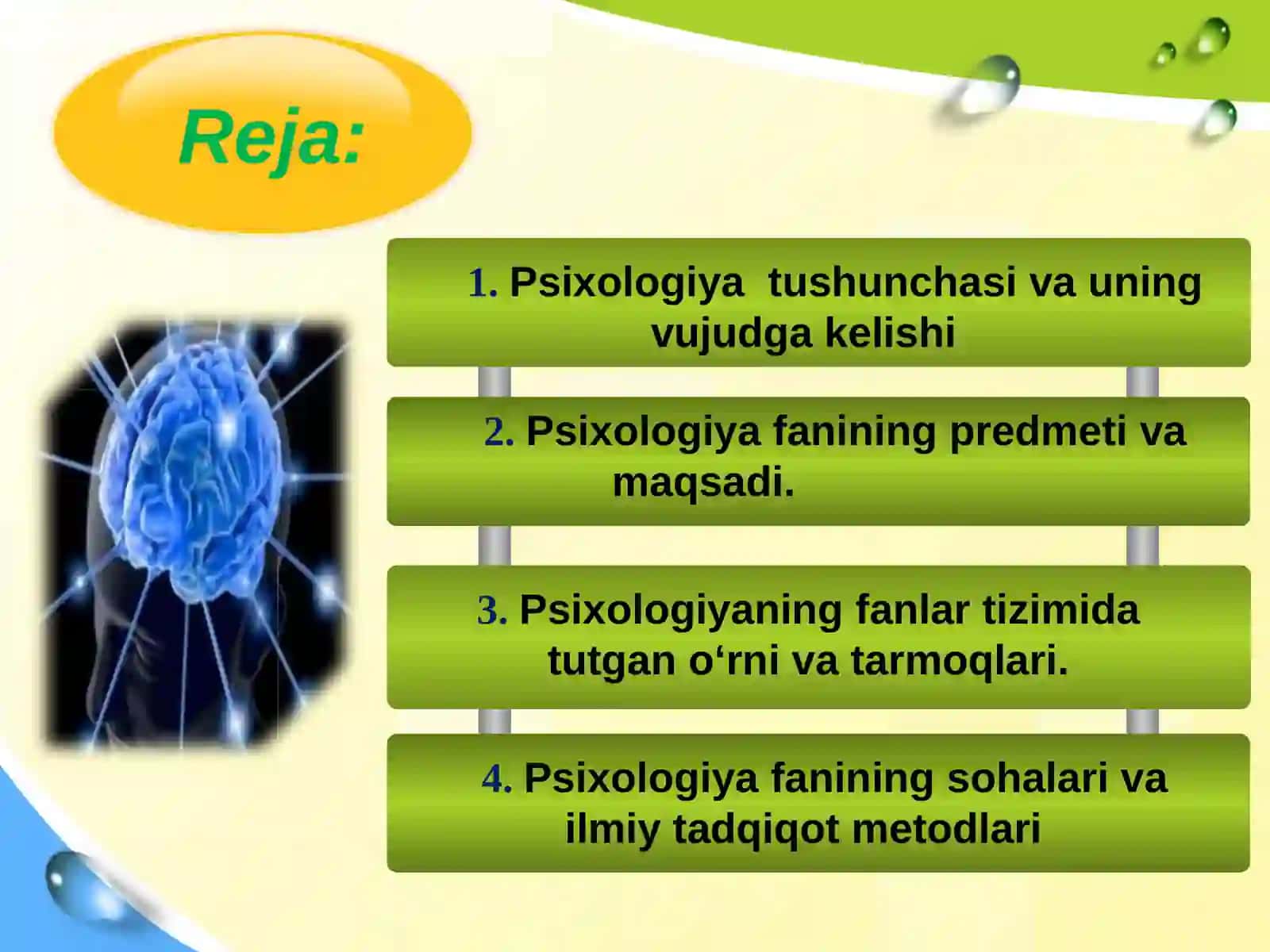 Psixologiya fanining rivojlanishi 2