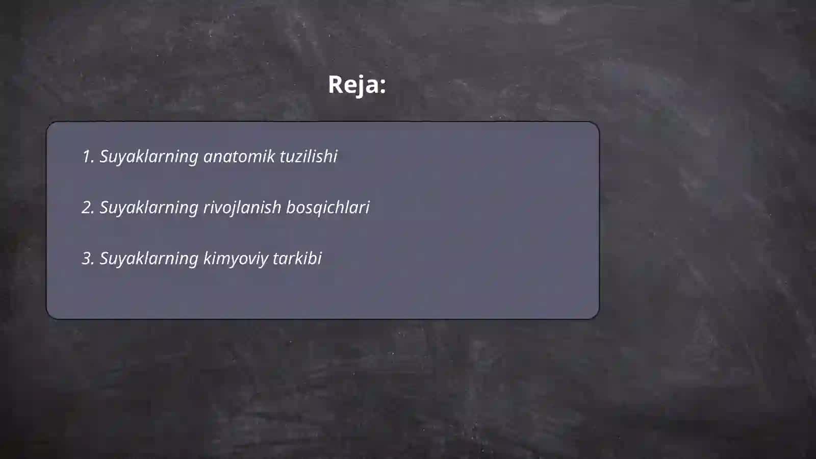 Suyaklarning tuzilishi, rivojlanishi va kimyoviy tarkibi 2