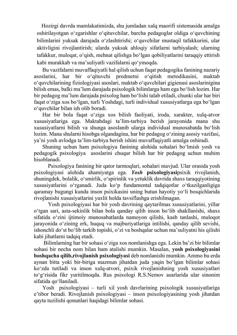 Yosh va Pedagogik Psixologiya 2