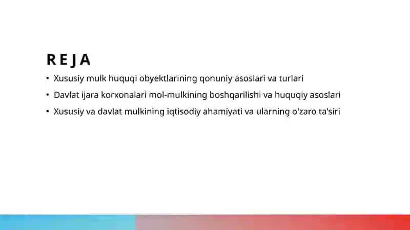 Xususiy mulk huquqi obyektlari 2