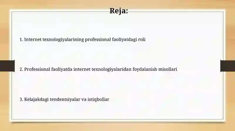 Kasbiy faoliyatda Internet texnologiyalarini qoʻllash 2