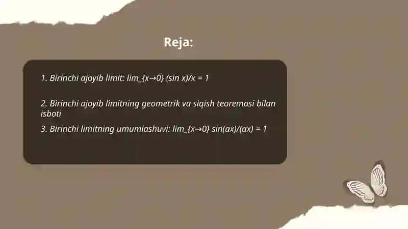 Birinchi va ikkinchi ajoyib limitlar 2