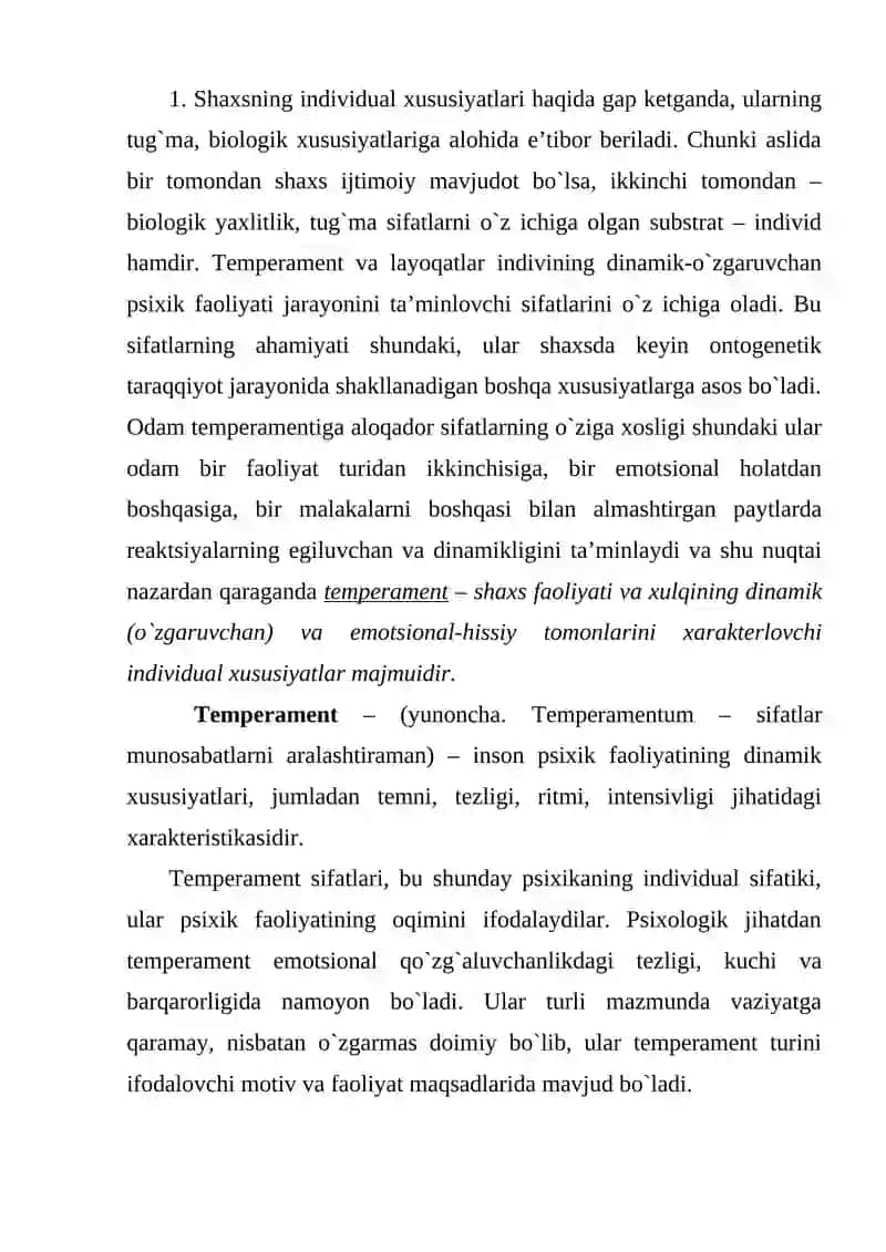 Temperament va individual xususiyatlar 2