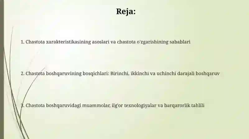 Energosistemaning chastotaviy tavsifi 2
