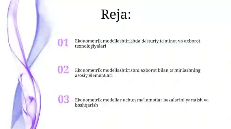Ekonometrik modellashtirishning axborot ta'minoti 2