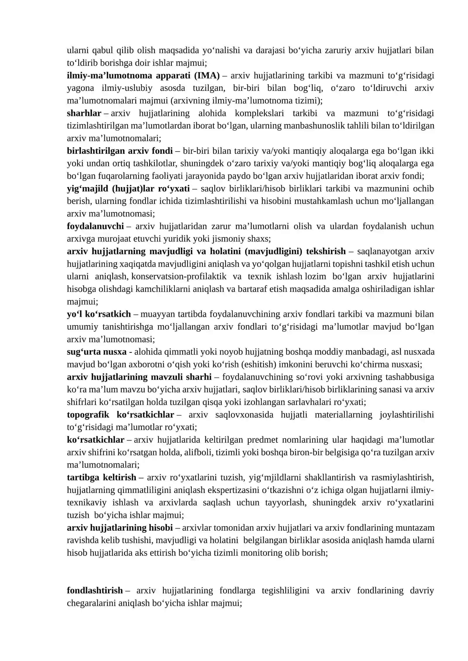 Arxiv hujjatlarini jamlash, davlat hisobiga olish, saqlash va ulardan foydalanish tartibi to‘g‘risida N I Z O M 2