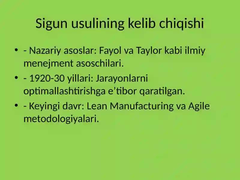 Sigun usuli: Kelib chiqishi va hozirgi qo‘llanilishi 2