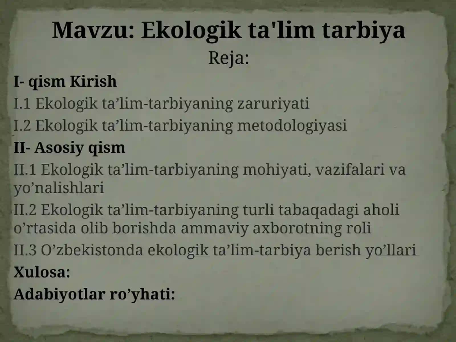 Ekologik ta'lim tarbiya 2