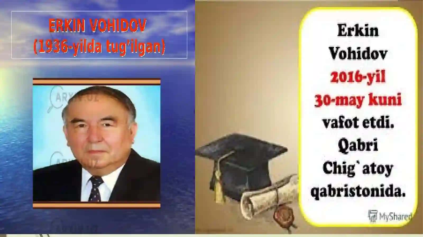 32-darsMavzu: Erkinvohidov hayoti va ijodi. She’rlari 2