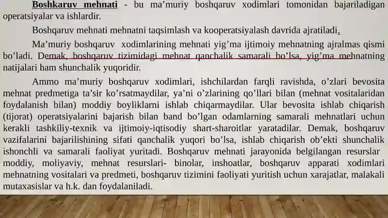Boshqaruv Mehnatini Tashkil Qilish 2